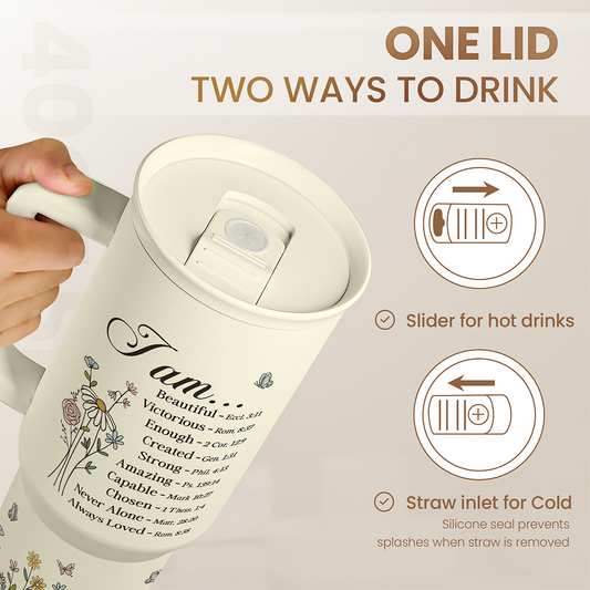 Beige Christian Slidemate | Slider Tumbler with Handle 40oz