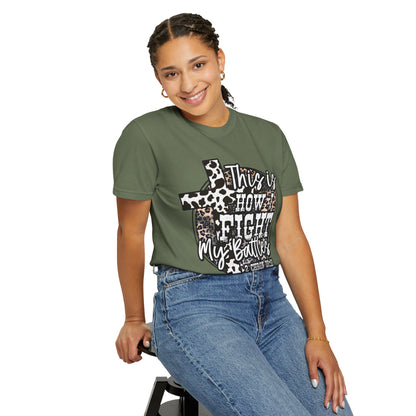 This Is How I Fight My Battles T-Shirt — Leopard Cancer Awareness Tee