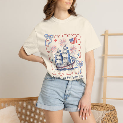 Patriotic Tea Party Tee — “Spilling The Tea Since 1773” Vintage Ship T-Shirt