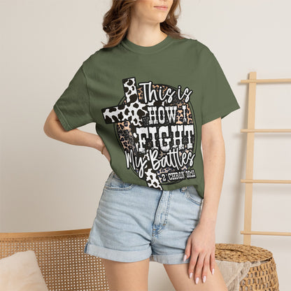 This Is How I Fight My Battles T-Shirt — Leopard Cancer Awareness Tee
