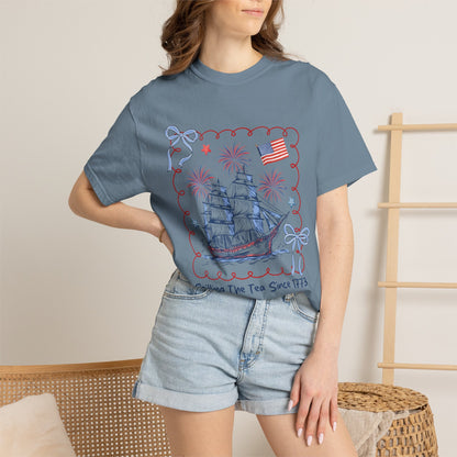 Patriotic Tea Party Tee — “Spilling The Tea Since 1773” Vintage Ship T-Shirt