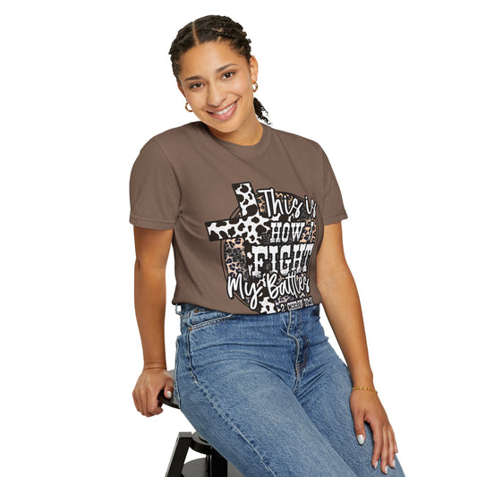 This Is How I Fight My Battles T-Shirt — Leopard Cancer Awareness Tee