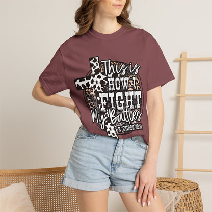 This Is How I Fight My Battles T-Shirt — Leopard Cancer Awareness Tee