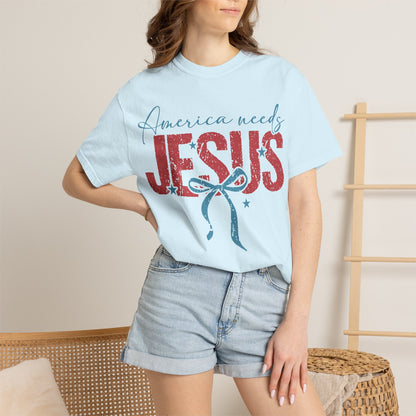 America Needs Jesus T-Shirt — Patriotic Christian Graphic Tee