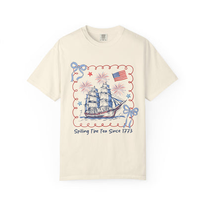 Patriotic Tea Party Tee — “Spilling The Tea Since 1773” Vintage Ship T-Shirt