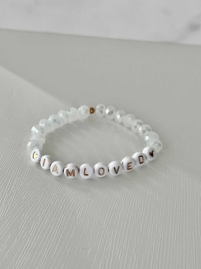I Am Loved Pink Opal and White Bead Bracelet – Christian Jewelry