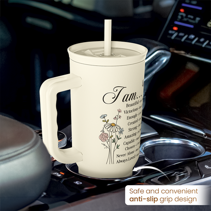 Beige Christian Slidemate | Slider Tumbler with Handle 40oz